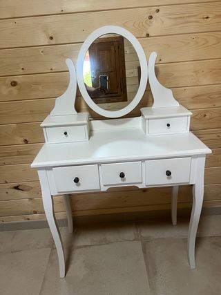 Tocador blanco madera con espejo