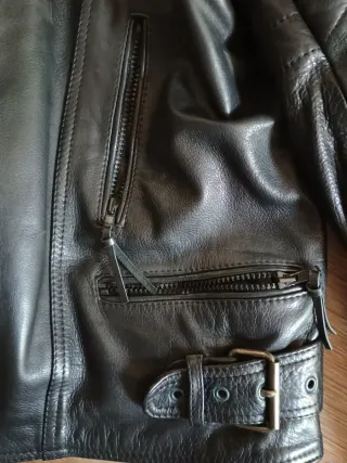 Cazadora Cuero Motero Piel Vacuno Negra
