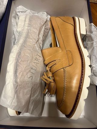 Mocasines Stuart Weitzman Mujer Beige/Oro