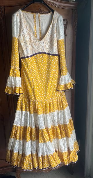 Vestido Flamenca Canastero Encaje Amarillo