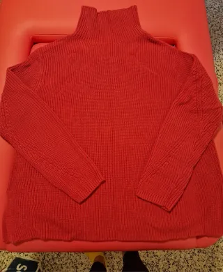 Jersey cuello alto rojo mujer