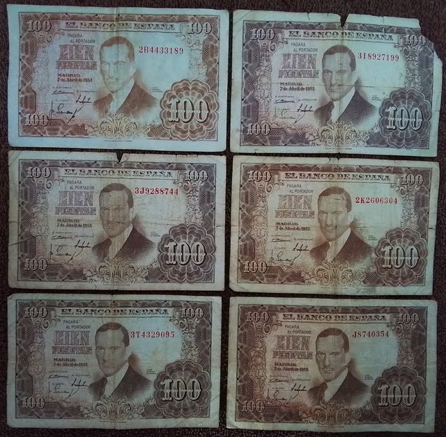 6 Banconote 100 Pesetas Banco de España