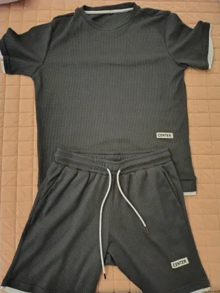 Set T-shirt e pantaloncini uomo grigio