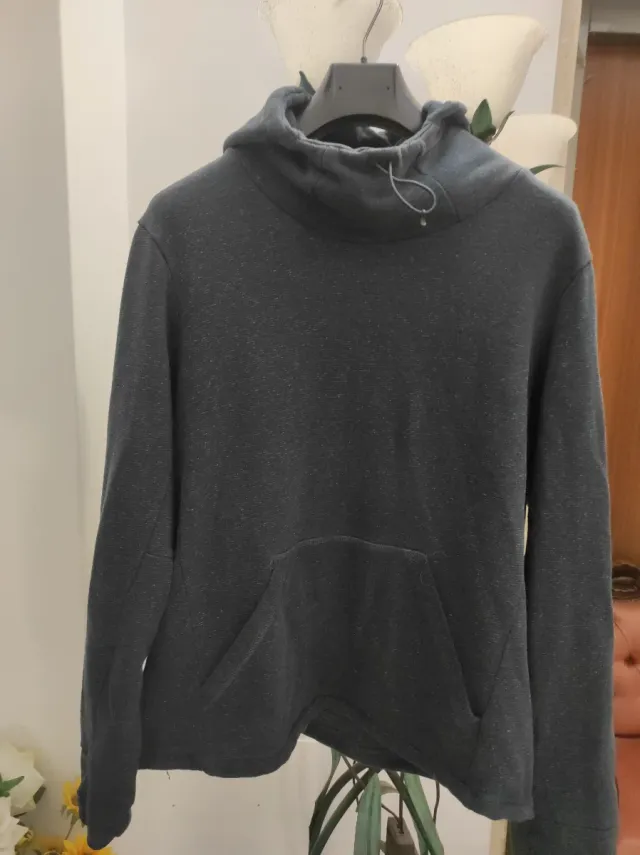 Felpa Bench uomo con cappuccio grigia/blu mélange