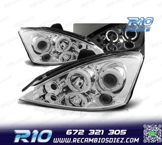 FAROS PARA FORD FOCUS I FACELIFT 01-04 OJOS ANGEL CROMO