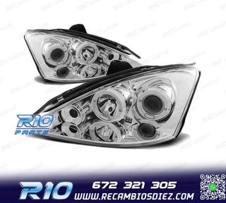 FAROS PARA FORD FOCUS I FACELIFT 01-04 OJOS ANGEL CROMO