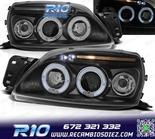 FAROS FORD FIESTA 99-02 OJOS ANGEL FONDO NEGRO