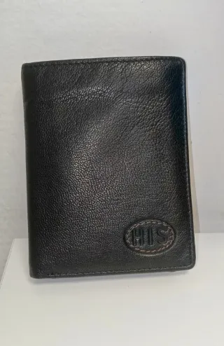 Cartera de piel His negra