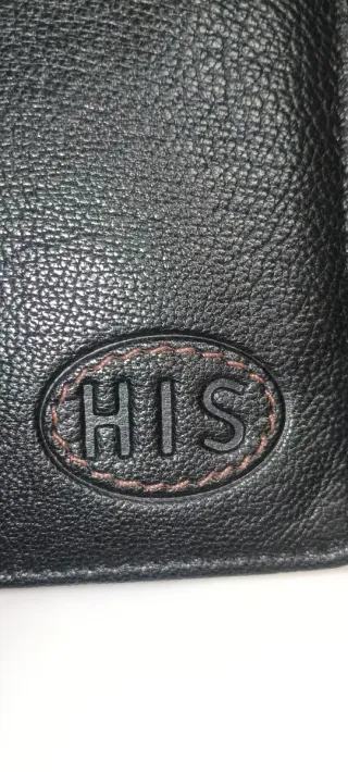 Cartera de piel His negra