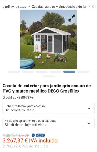 Caseta Jardín PVC Gris Oscuro