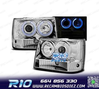FAROS PARA JEEP GRAND CHEROKEE 93-98 OJOS ANGEL CROMADOS