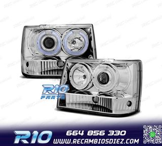 FAROS PARA JEEP GRAND CHEROKEE 93-98 OJOS ANGEL CROMADOS