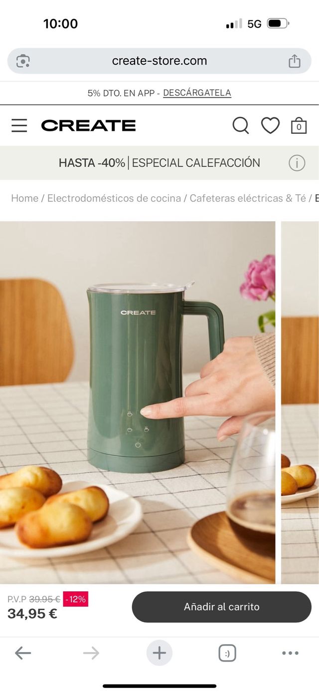 Espumadora de leche CREATE verde nueva