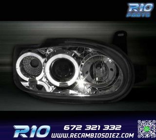 FAROS PARA FORD ESCORT 95-00 OJOS ANGEL FONDO CROMO