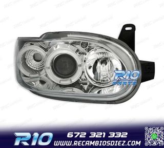 FAROS PARA FORD ESCORT 95-00 OJOS ANGEL FONDO CROMO