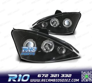FAROS PARA FORD FOCUS 98-01 OJOS ANGEL FONDO NEGRO