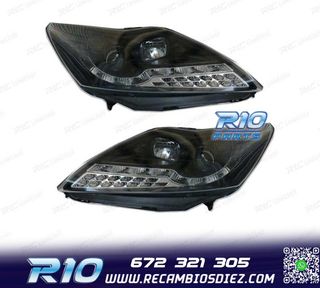 FAROS FORD FOCUS 08- LUZ DIURNA LED NEGRO