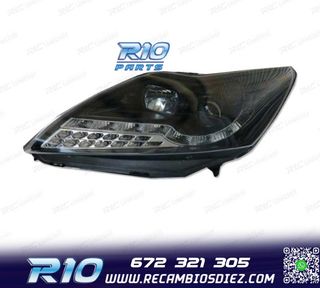 FAROS FORD FOCUS 08- LUZ DIURNA LED NEGRO
