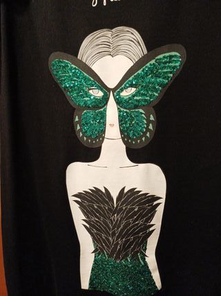 Vestido Anabel Lee Negro con Mariposa