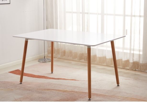 Mesa Comedor Blanca Patas Madera 120/140cm