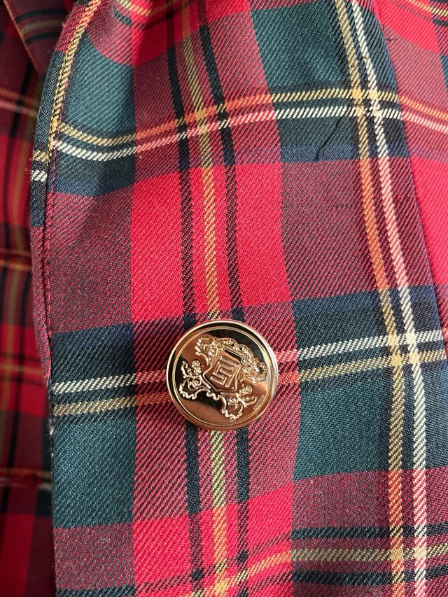 Blazer Space Flamingo cuadros roja y verde