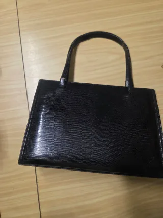Borsa pelle lucertola anni '50 nera