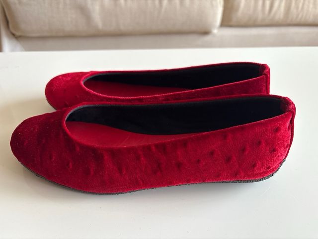 Zapatos de terciopelo rojo