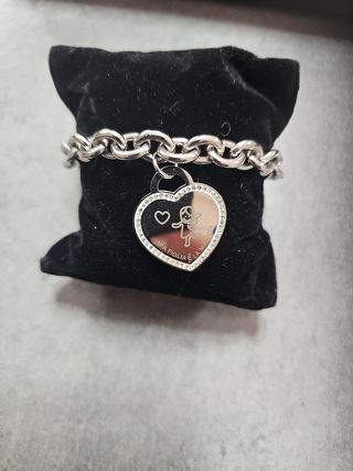 Bracciale Mamma Figlia Cuore Strass Argento