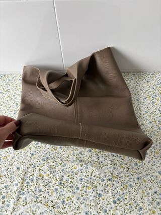 Bolso de piel beige/marrón