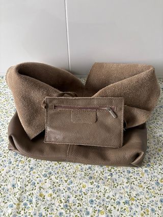 Bolso de piel beige/marrón