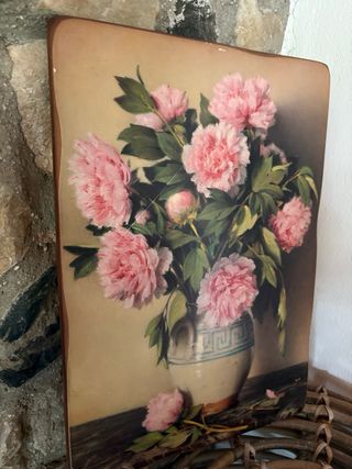 Quadro Peonie Arte Povera