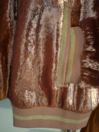 Chaqueta bomber lentejuelas rosa y oro