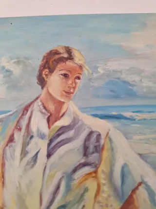 Cuadro Mujer Playa Mar Azul
