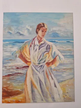 Cuadro Mujer Playa Mar Azul