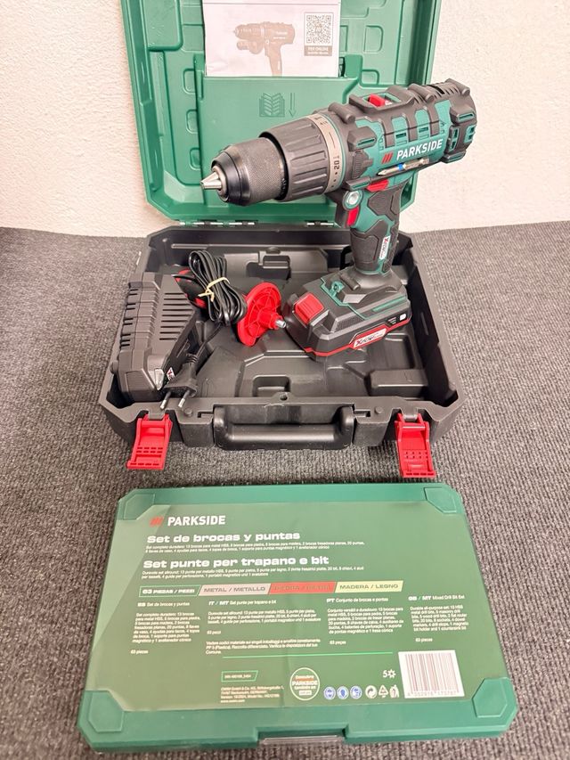 Parkside Taladro Percutor 20V + Set Brocas