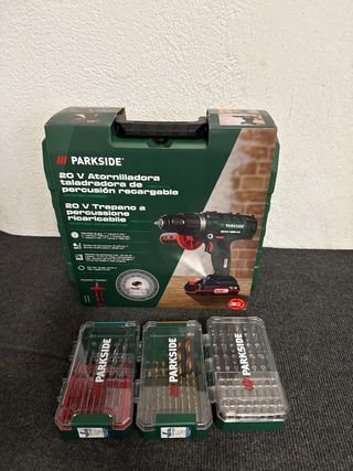 Parkside Taladro Percutor 20V + Set Brocas