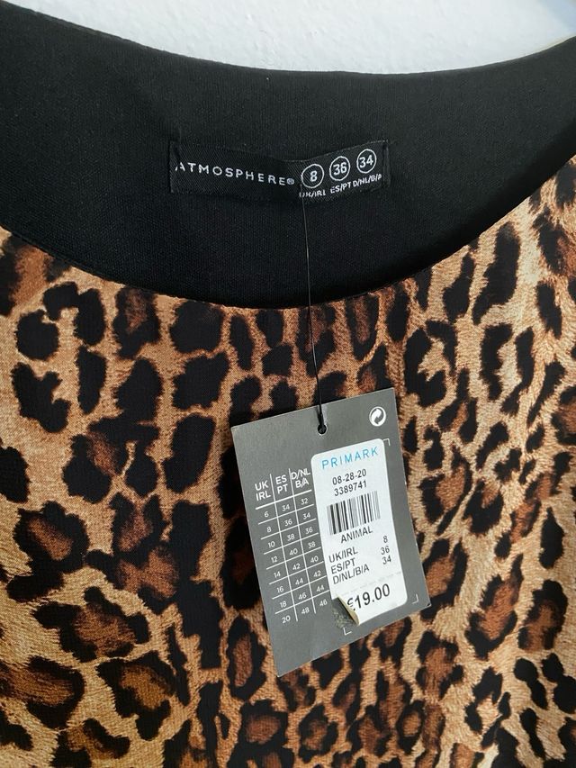 Vestido estampado leopardo manga larga