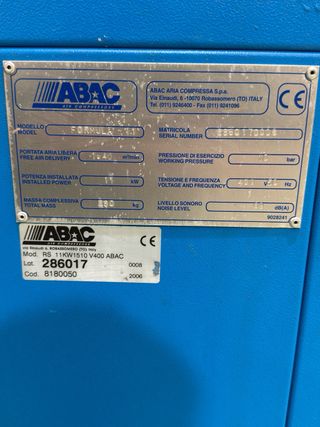 Compresor de tornillo Abac Fórmula de 11kw