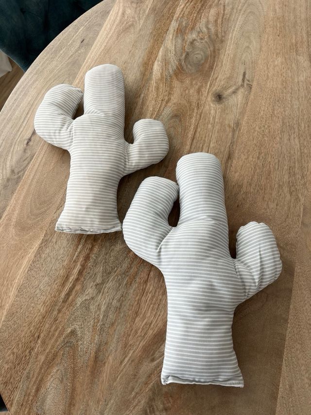 Cojín Cactus Rayas Gris y Blanco