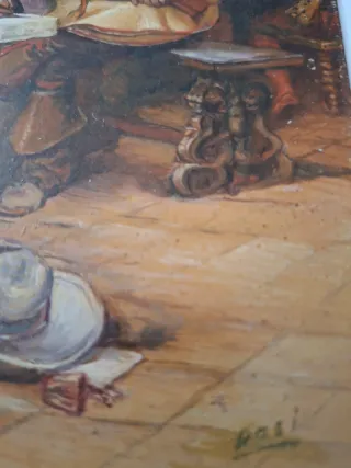 Cuadro de cobre con detalles de mesón.