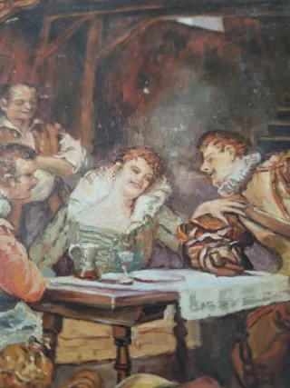 Cuadro de cobre con detalles de mesón.