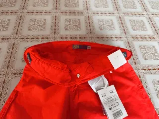 Pantaloni bambino effetto jeans rossi