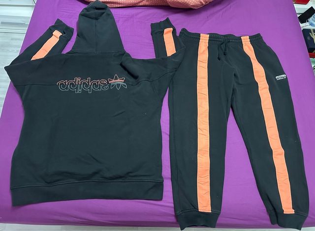 Conjunto Adidas Chándal Negro y Naranja