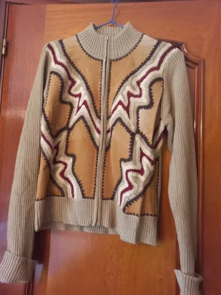 Chaqueta Beige Multicolor Cremallera