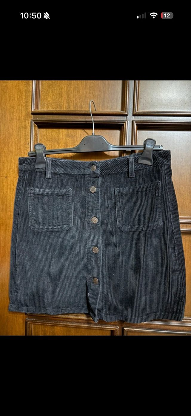 Gonna nera in velluto a coste