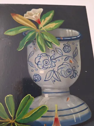 Cuadro de flores en jarrón