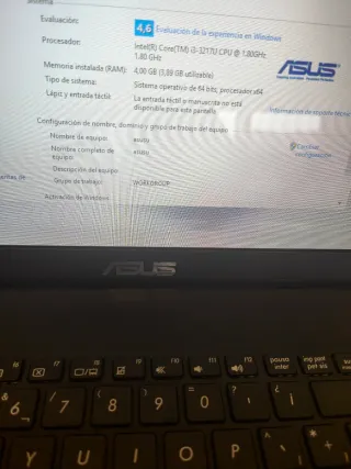 Portátil Asus Intel Core i3 4GB RAM