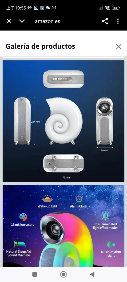 Lámpara Caracol Sandalfon con Altavoz Magnético