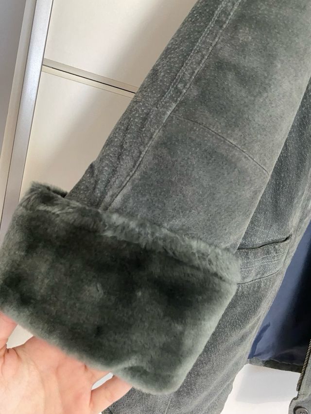 Abrigo de cuero gris Renatto