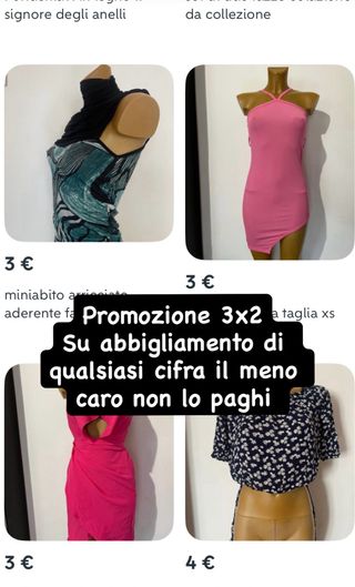 promozione abbigliamento 3x2